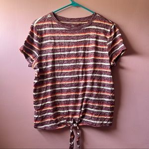 Size L Red/Orange Tie Front Tee🧡